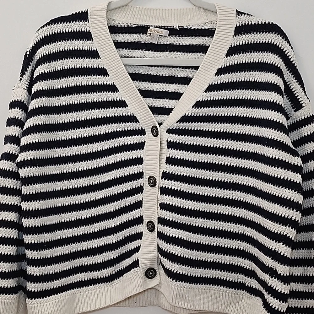 Barbour Sandgate Knitted Cardigan Women's Multi Stripe  Size 6 - Picture 7 of 16